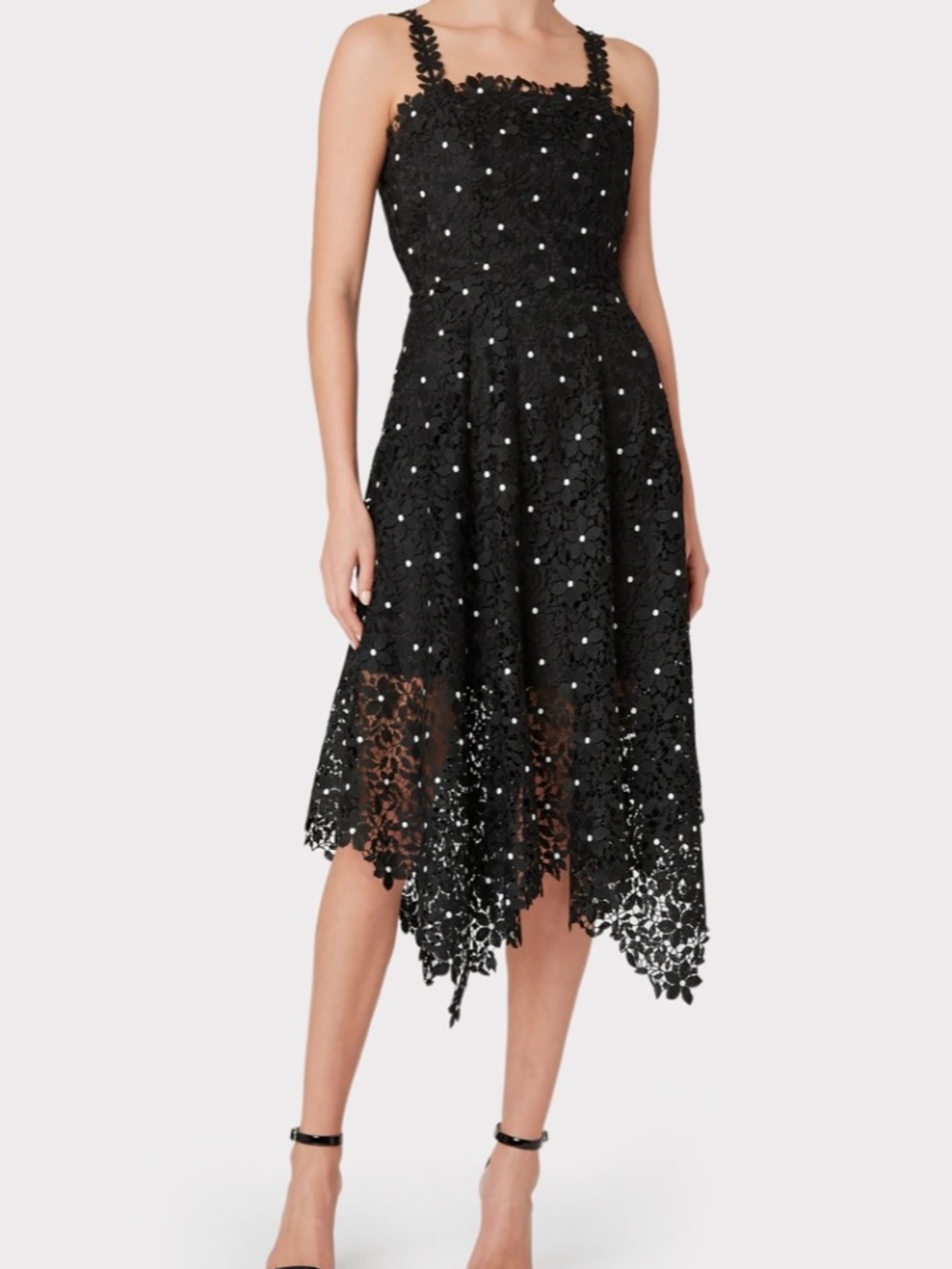 Milly Yara Dress black and white floral daisy lace midi dress - Picture 2 of 6